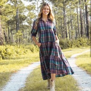 NATURAL LIFE Plaid Flannel Rebecca Midi Dress